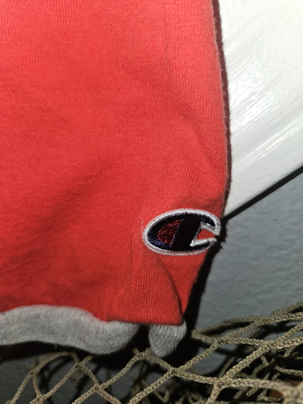 Champion Men's Red Crewneck T-Shirt with Gray Trim - Picture 3 of 4